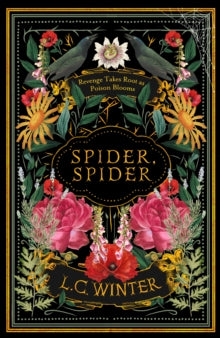 Book cover of 'Spider, Spider' by L.C. Winter with floral and spider design.