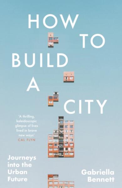 How to build a city, parts of a building fallling on a light blue back ground