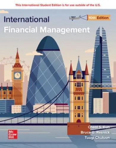 Book cover of 'International Financial Management' with city skyline illustration