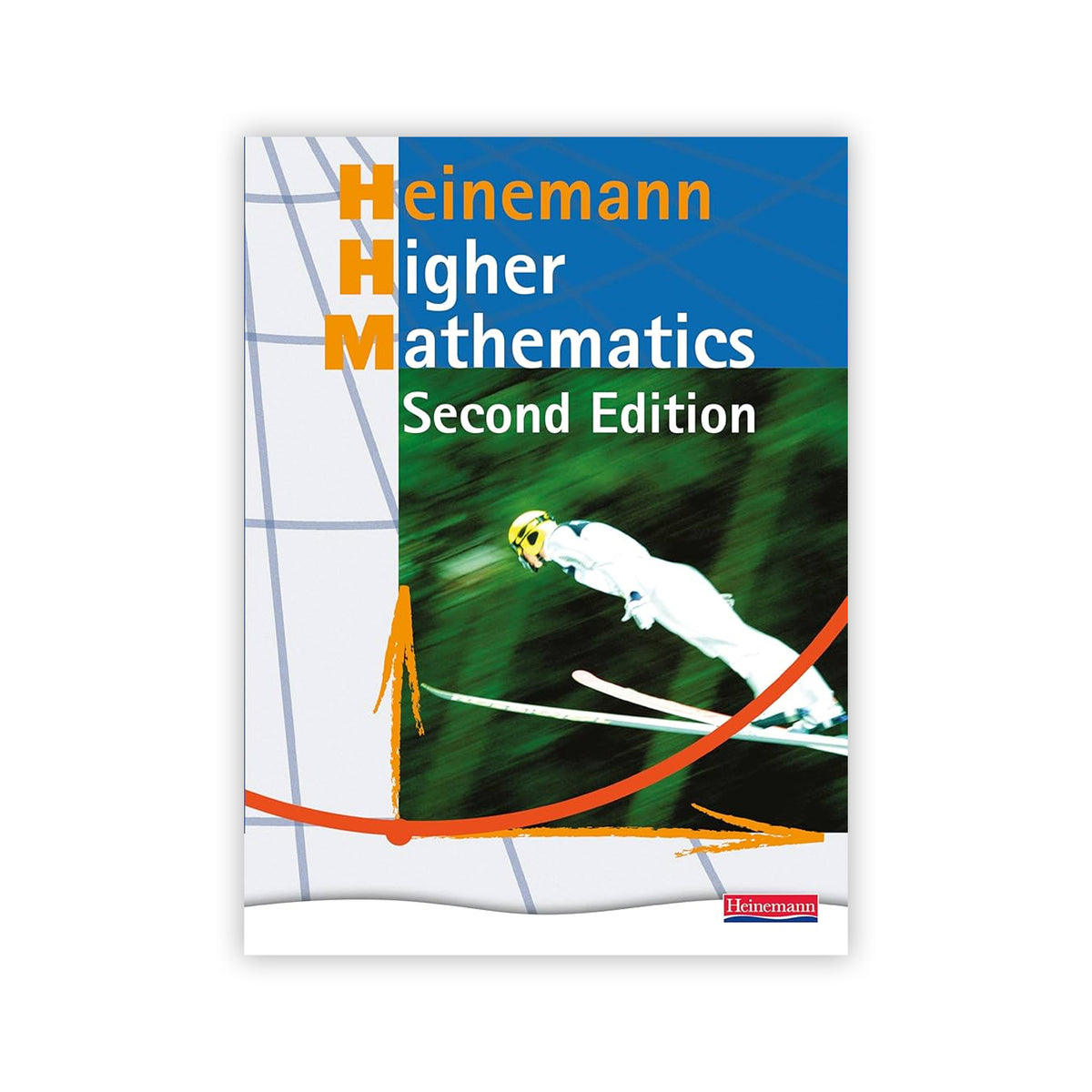 Book cover of 'Heinemann Higher Mathematics Second Edition' with a skier on a blue background