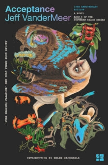 Book cover of 'Acceptance' by Jeff VanderMeer with colorful owl illustration