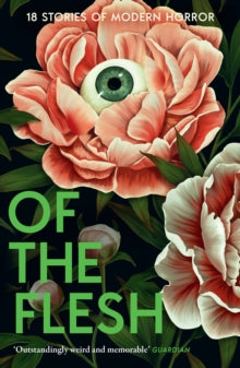 Book cover of 'Of the Flesh' with flowers and an eye-like center.