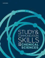 Book Cover Study and Communication Skills for the Chemical Sciences by Overton bright blue lines on dark blue background