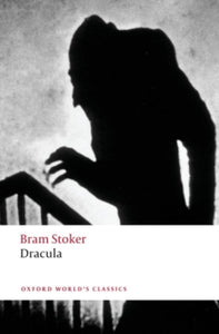 Book cover of 'Dracula' by Bram Stoker with a silhouette on a dark background