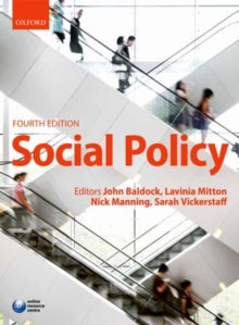 Book cover of 'Social Policy' with people on an escalator in the background
