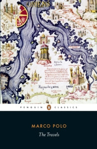 Book cover of 'The Travels' by Marco Polo with decorative map design.