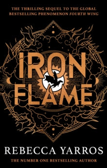 Book Jacket Iron Flame Rebecca Yarros intricate design in orange around book title also in orange