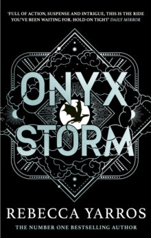 Book Jacket Onyx Storm rebecca Yarros - intricate geometric design on a black background