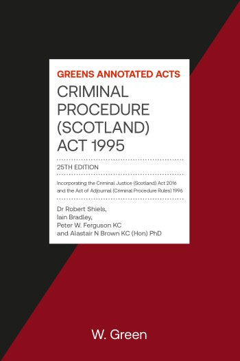 Criminal Procedure Scotland Act - book is split between a red and black background.