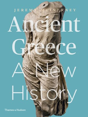 Book cover of 'Ancient Greece: A New History' by Jeremy McInerney with an image of an ancient statue.
