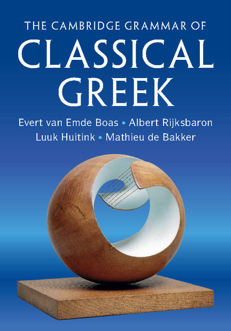 Book Cover Cambridge Grammar of Classical Greek Stylised Art on Blue Background