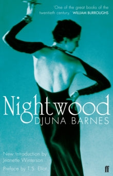 Book cover of 'Nightwood' by Djuna Barnes with a teal background and silhouette of a woman.