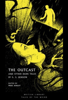 Book cover of 'The Outcast and Other Dark Tales' with a stylized illustration of a woman's face and a figure in the rain.