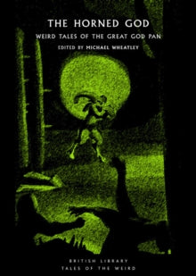 Book Cover The Horned God - picture of horned creature in green on black background