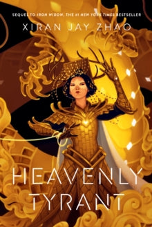 Book cover of 'Heavenly Tyrant' featuring a character in ornate armor with a glowing emblem.