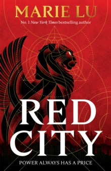 Book cover of 'Red City' by Marie Lu with a lion silhouette on a red background.