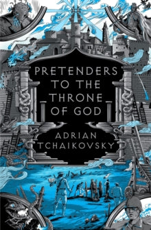 Book cover of 'Pretenders to the Throne of God' by Adrian Tchaikovsky with a fantasy design.