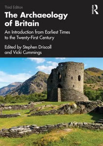 Book cover of 'The Archaeology of Britain' with a castle ruins image on a mountainous landscape.