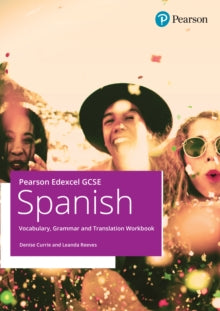 Pearson Edexcel GCSE Spanish Vocabulary features a group of people with glitter falling from above.