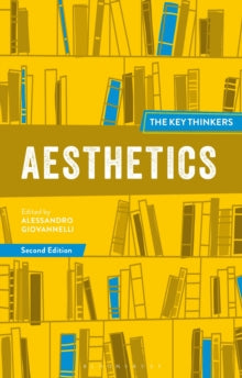 Book cover with text 'Aesthetics' and 'The Key Thinkers' on a yellow background with bookshelf pattern.