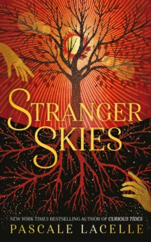 Book cover of 'Stranger Skies' with a tree and hands design.