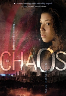 Book cover of 'The Chaos' with a woman's face and cityscape in the background