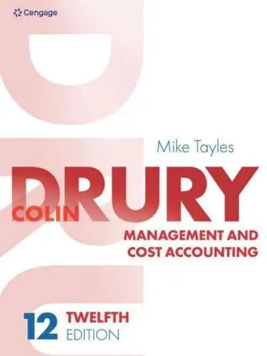 Book Cover management and Cost Accounting by Drury Red text on White background