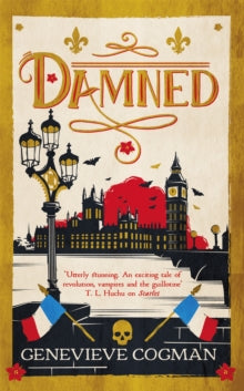 Book Jacket Damned by genevieve Cogman. Stylised London scene with gold writing.