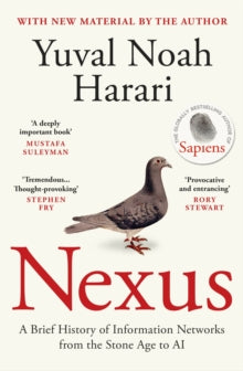 Book jacket, Nexus by Harari features a bird on a cream background.