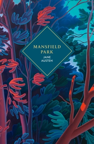 Book cover of 'Mansfield Park' by Jane Austen with a stylized forest design.