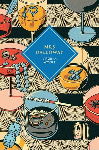Book cover of 'Mrs Dalloway' by Virginia Woolf with a colorful design.