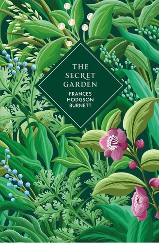 Book cover of 'The Secret Garden' with green foliage and pink flowers.