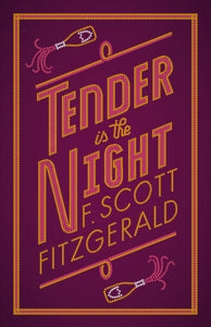 Book cover of 'Tender is the Night' by F. Scott Fitzgerald with decorative elements on a purple background.