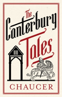 Book cover of 'The Canterbury Tales' by Chaucer with a knight on horseback illustration.