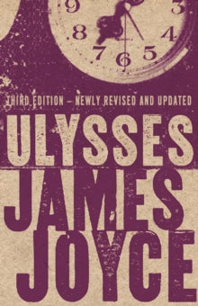 Book Jacket Alma Classics Ulysses features a clock face against a cream and burgundy background.