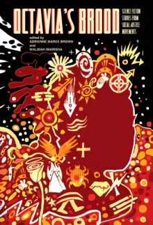 Book cover of 'Octavia's Brood' with stylized illustrations and bold colors.