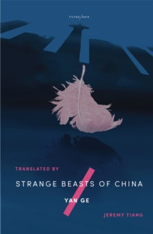 Book Jacket , pink feather featured against a blue background.