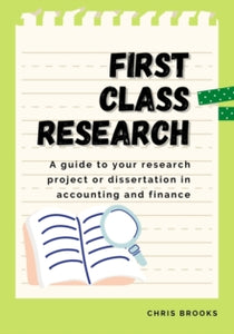 Book cover of 'First Class Research' by Chris Brooks on a green background