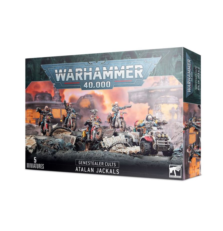 Warhammer 40,000 game box with miniatures on a white background