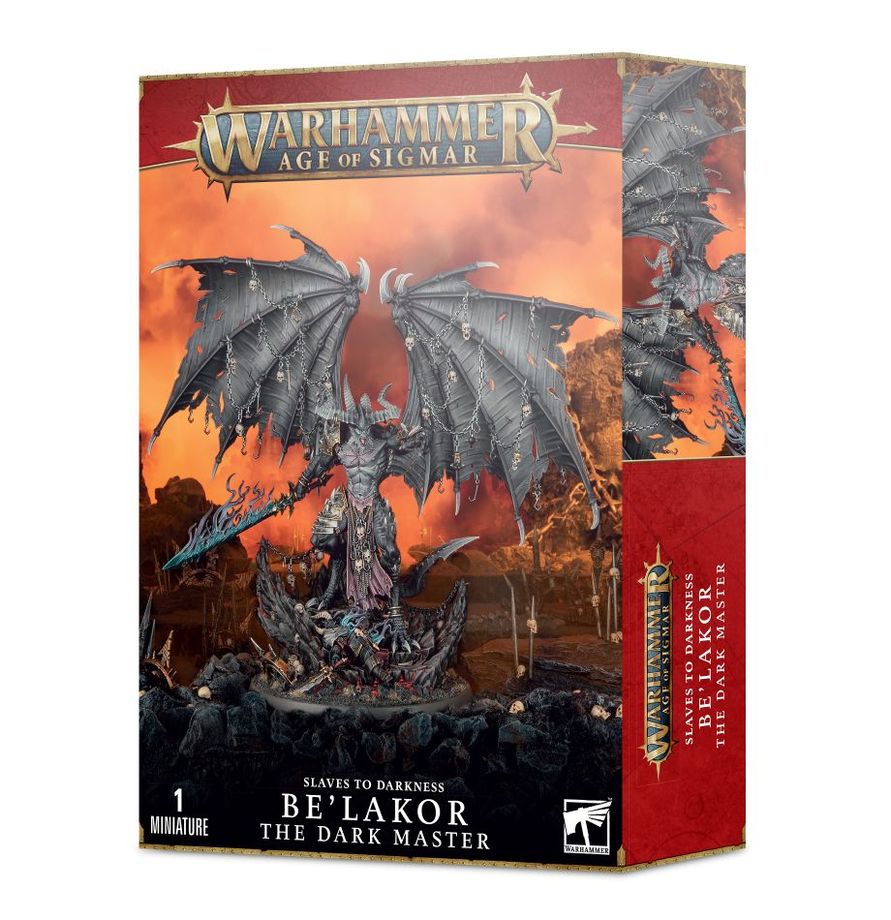 Warhammer Age of Sigmar game box featuring a dragon-like creature with 'Be' Lakor' text.