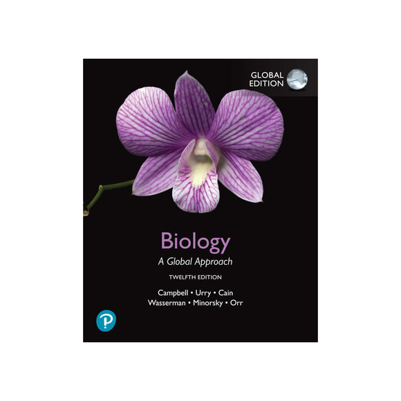 Book cover of 'Biology: A Global Approach' with a purple orchid on a black background