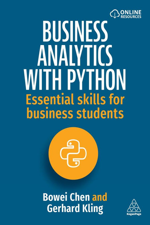 Book Cover Business Analytics with Python by Chen and Kling White text on Blue Background