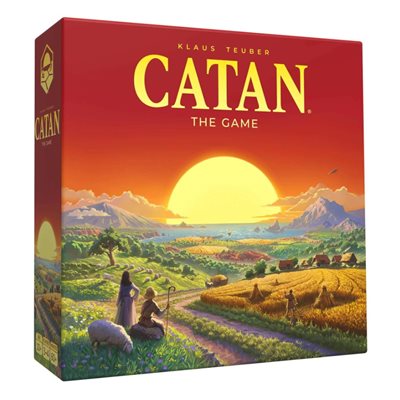 Board Game Catan picture of country view with two people watching a sunset