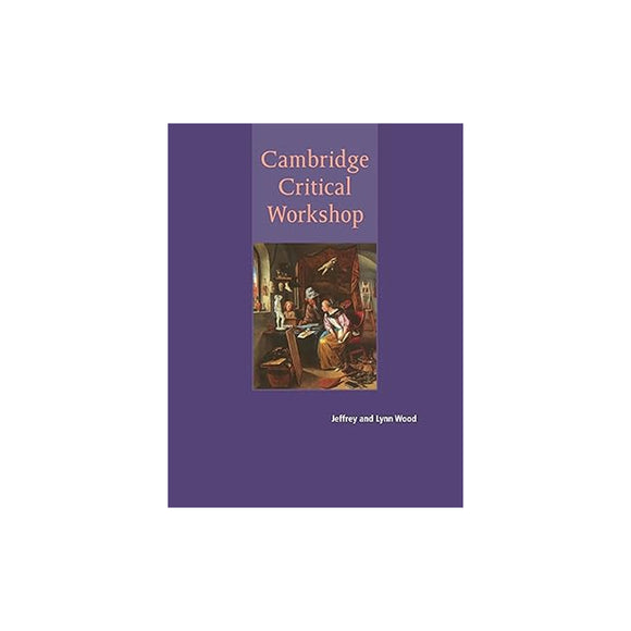 Book cover of 'Cambridge Critical Workshop' with a purple background and an illustration of two people in a room.