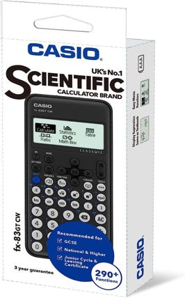 Casio scientific calculator with packaging on a white background