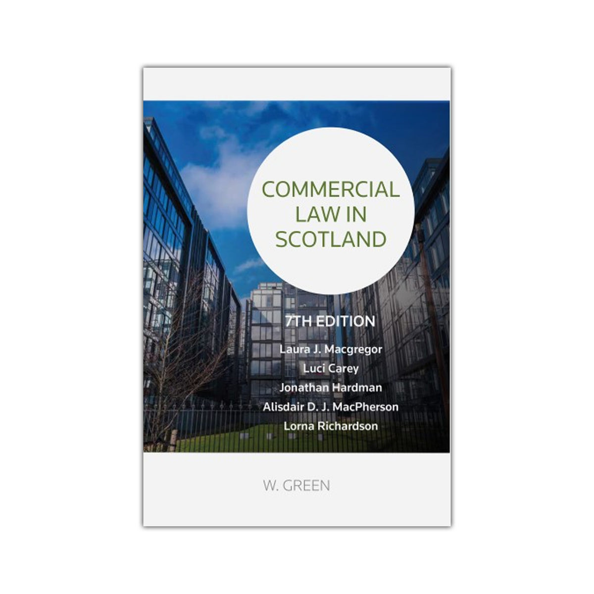 Book cover of 'Commercial Law in Scotland' with a modern building in the background