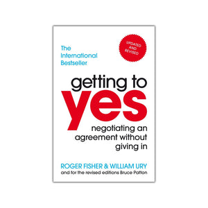 Book cover of 'Getting to Yes' by Roger Fisher and William Ury on a white background