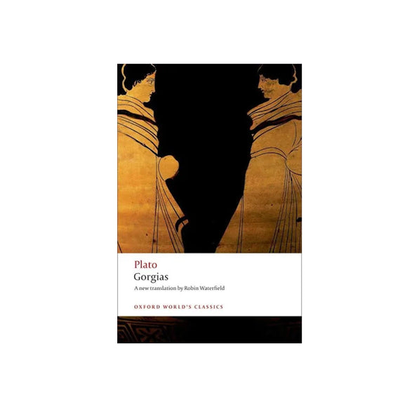 Book cover of 'Gorgias' by Plato with classical design elements on a white background