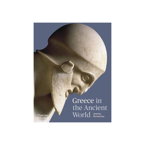 Book cover of 'Greece in the Ancient World' with a classical sculpture on a blue background