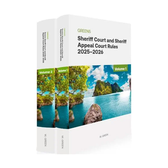 Two books titled 'Sheriff Court and Sheriff Appeal Court Rules 2025-2026' with a scenic cover on a white background.